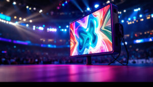 A photograph of a vibrant mini jumbotron led display in action